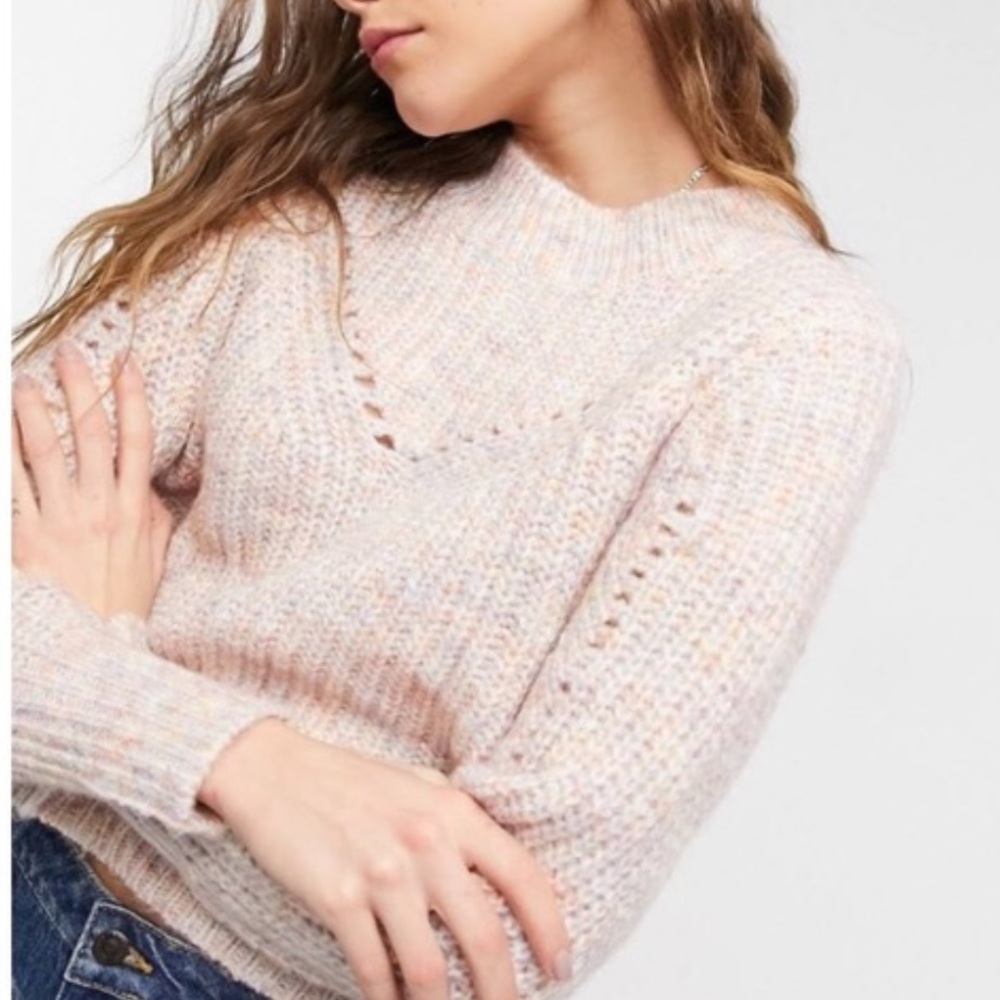 NWT  Pink Multi Mock Neck Sweater